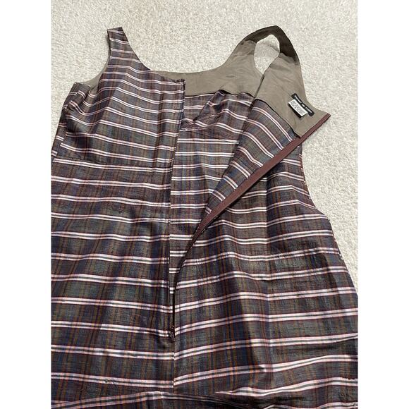 Y2K VTG Esprit Dress Plaid Silk Structured Dress Womens Sz Medium Dark Academia - Picture 5 of 11